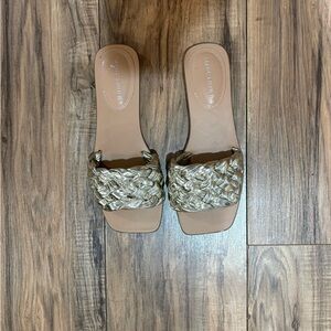 Marc Fisher Braided Metallic Gold Slide Sandals
